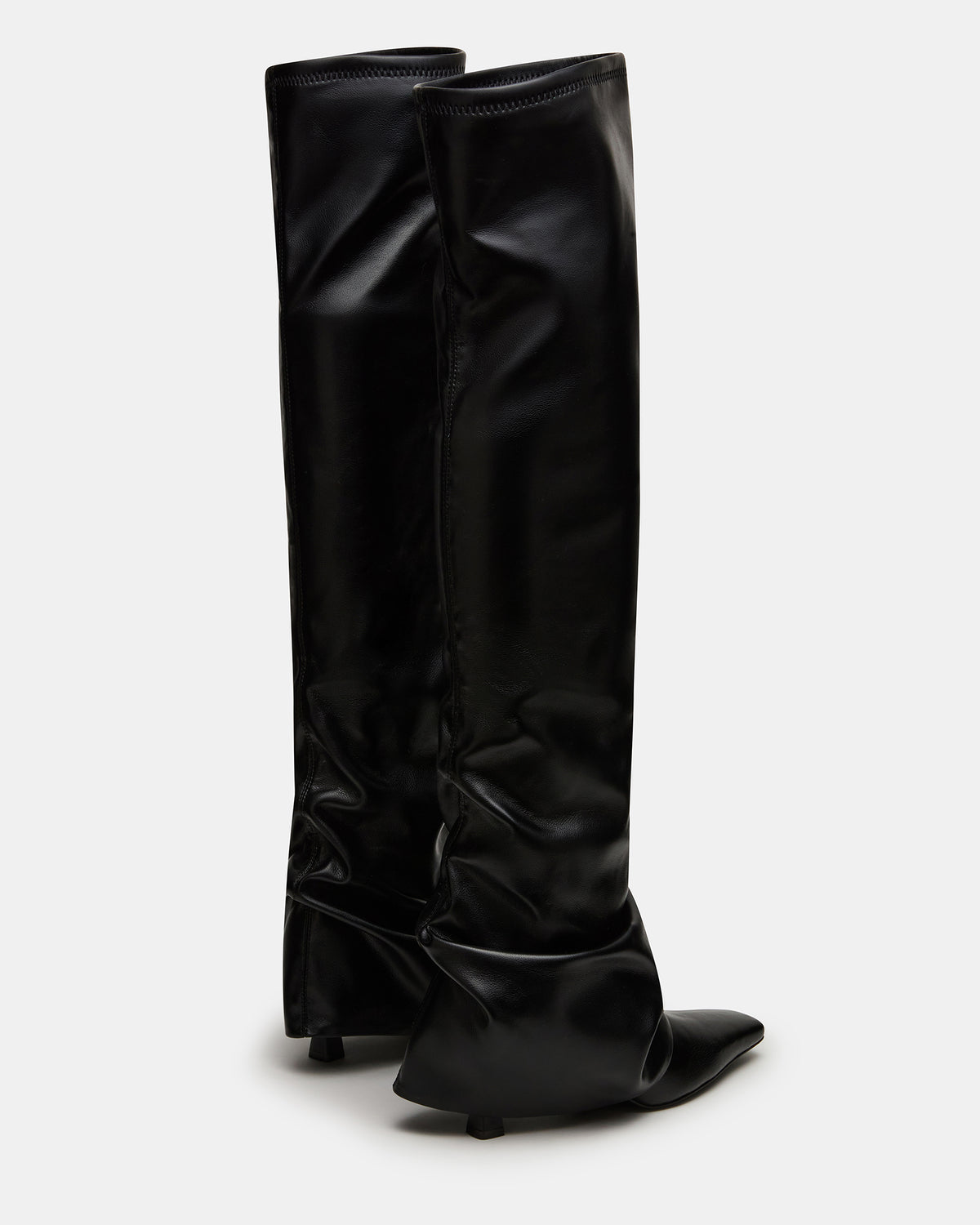 Steve Madden TATIANA Black Square Toe Cuffed Knee-High Women's Boot
