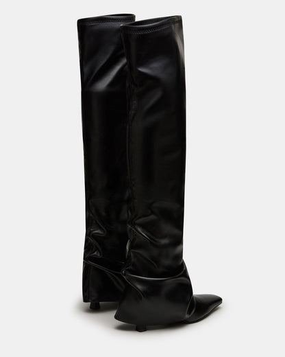 Steve Madden TATIANA Black Square Toe Cuffed Knee-High Women's Boot