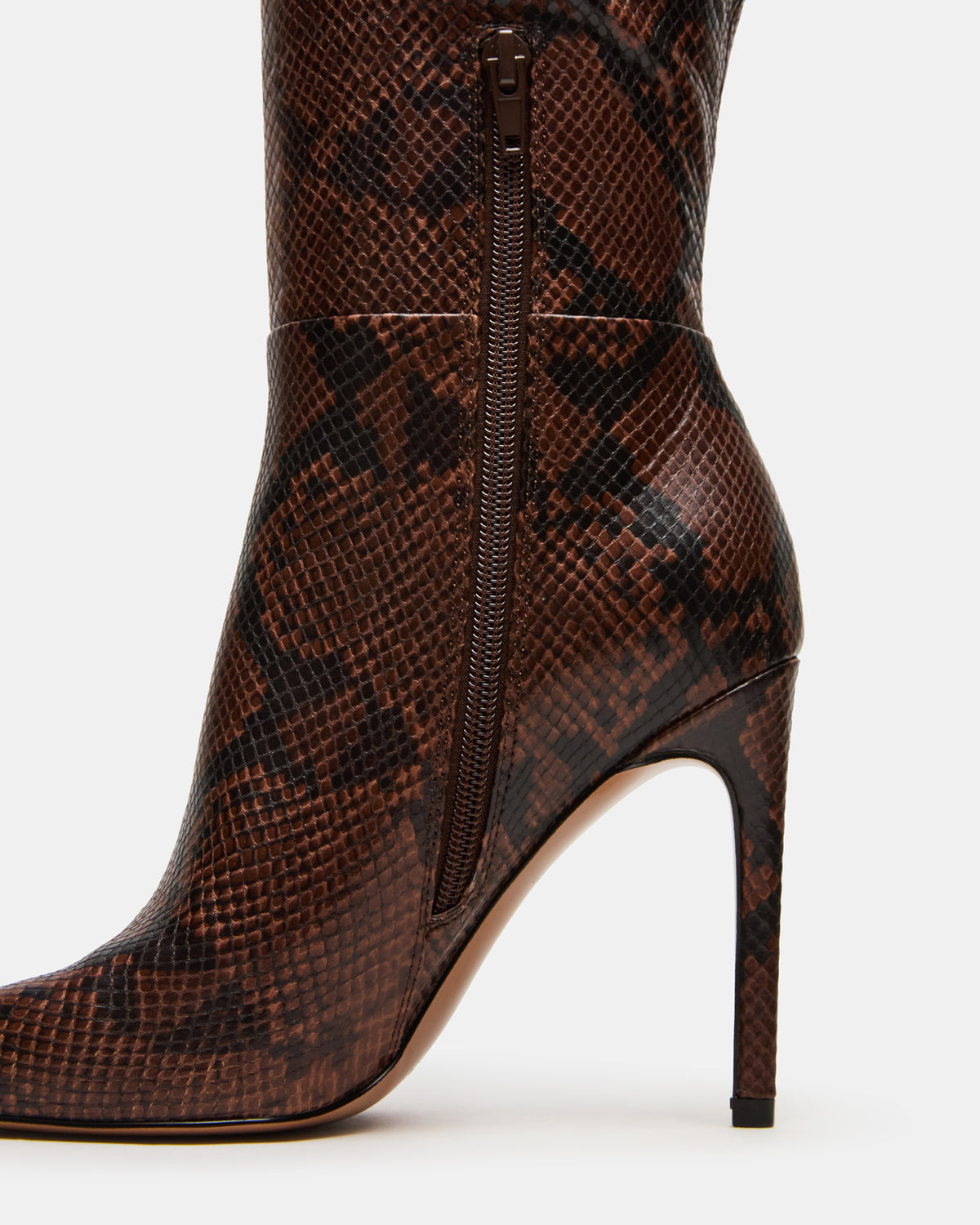 Steve Madden NITRO Brown Snake Pointed-Toe Stiletto Heel Knee-High Women's Boots