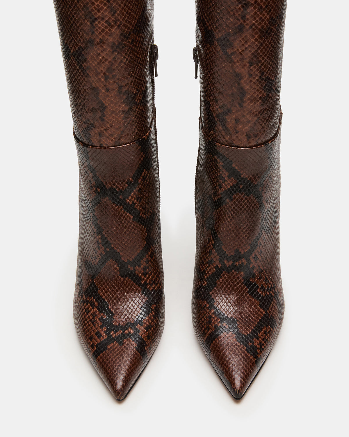 Steve Madden NITRO Brown Snake Pointed-Toe Stiletto Heel Knee-High Women's Boots