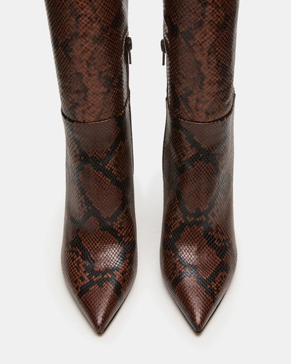 Steve Madden NITRO Brown Snake Pointed-Toe Stiletto Heel Knee-High Women's Boots