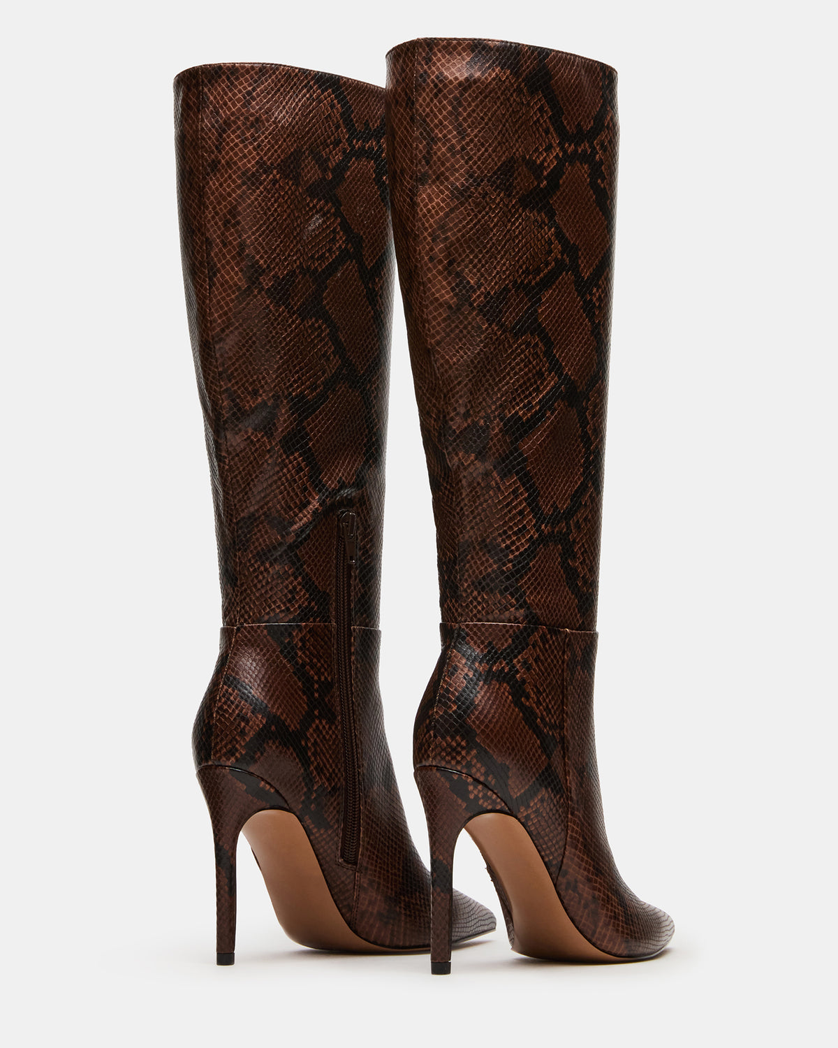 Steve Madden NITRO Brown Snake Pointed-Toe Stiletto Heel Knee-High Women's Boots