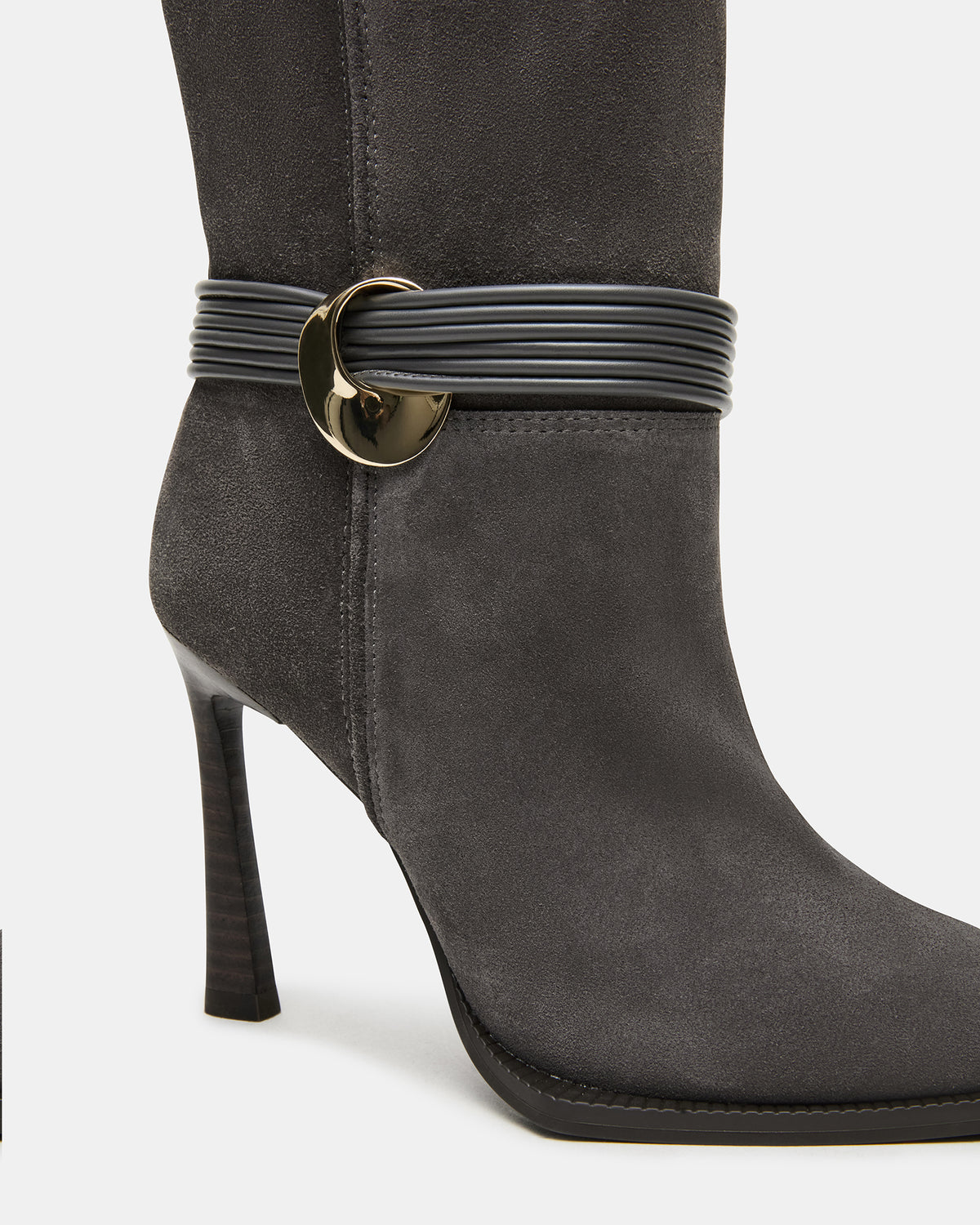 Steve Madden KYNDALL Grey Suede Pointed-Toe Stiletto Heeled Knee-High Women's Boot