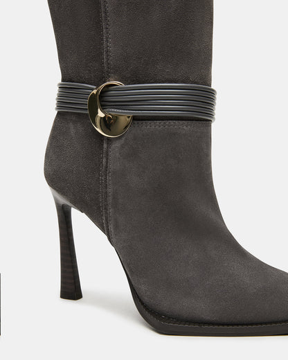 Steve Madden KYNDALL Grey Suede Pointed-Toe Stiletto Heeled Knee-High Women's Boot