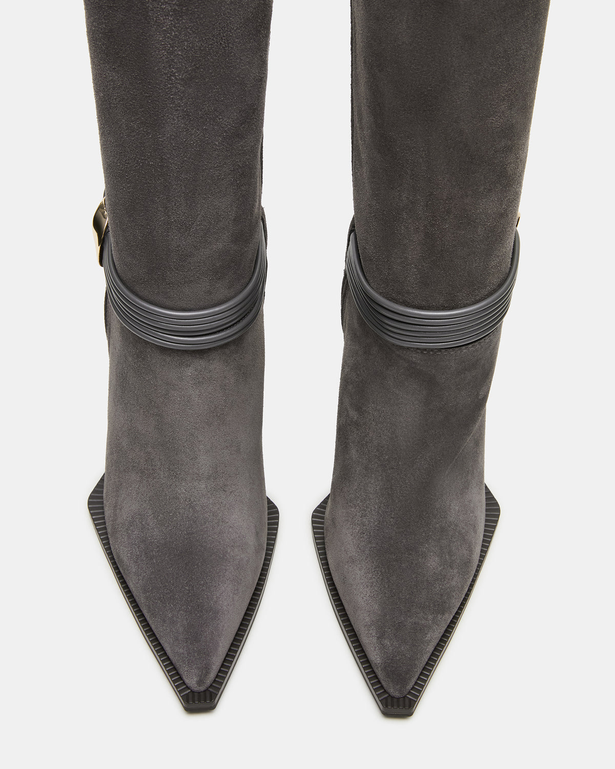 Steve Madden KYNDALL Grey Suede Pointed-Toe Stiletto Heeled Knee-High Women's Boot