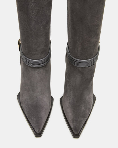 Steve Madden KYNDALL Grey Suede Pointed-Toe Stiletto Heeled Knee-High Women's Boot