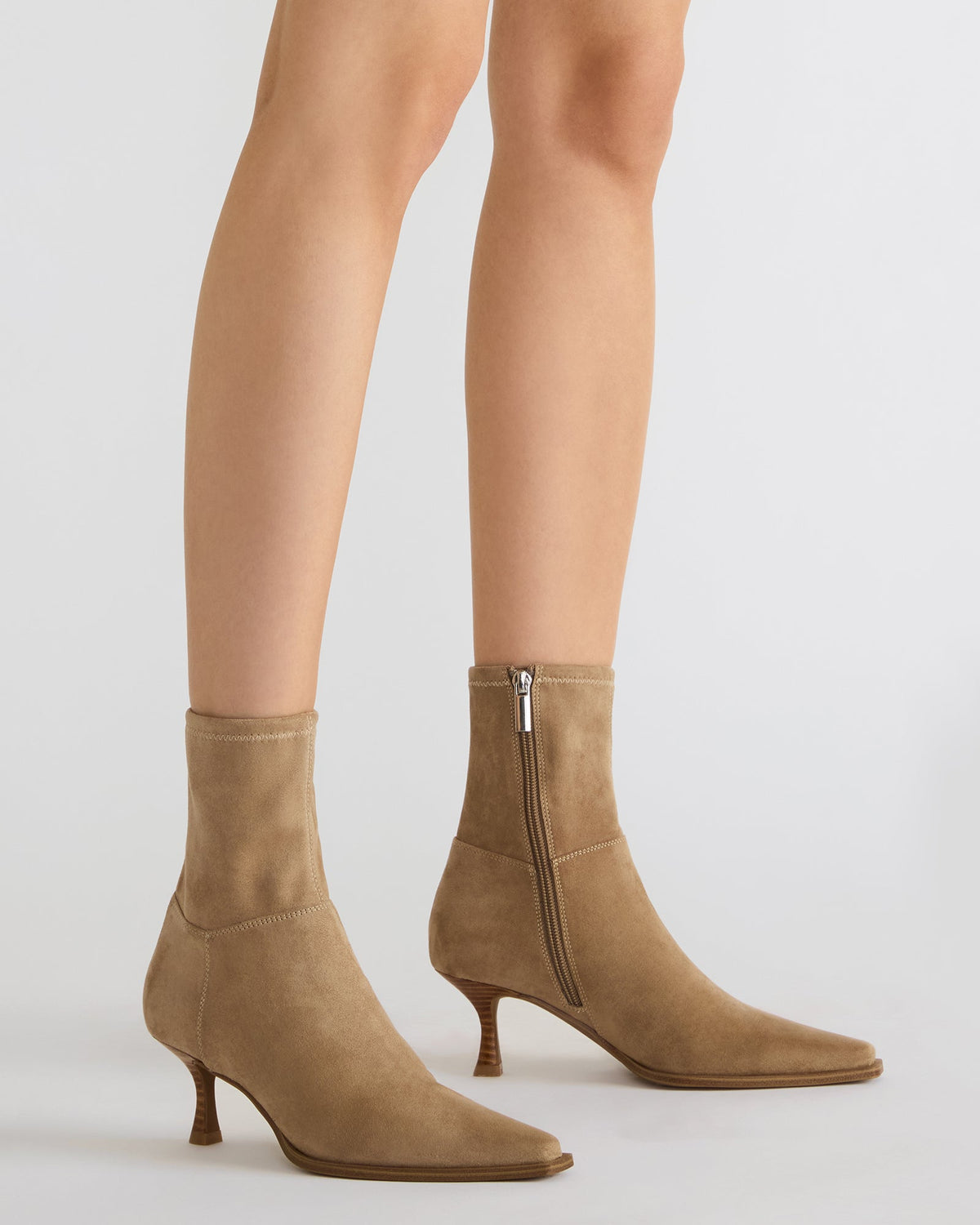 Steve Madden STASIA Taupe Pointed-Toe Kitten Heel Women's Ankle Boot