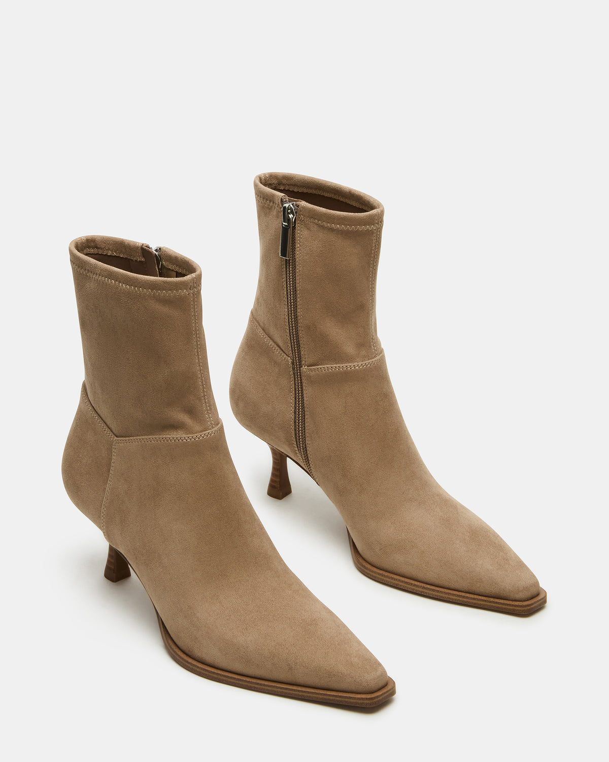 Steve Madden STASIA Taupe Pointed-Toe Kitten Heel Women's Ankle Boot
