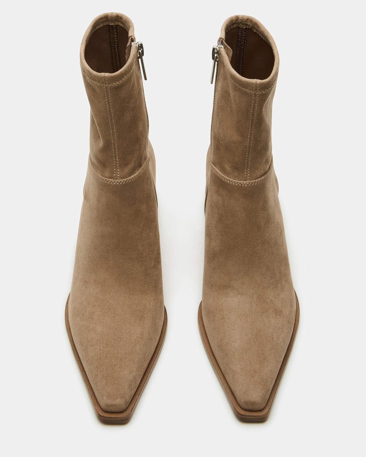 Steve Madden STASIA Taupe Pointed-Toe Kitten Heel Women's Ankle Boot