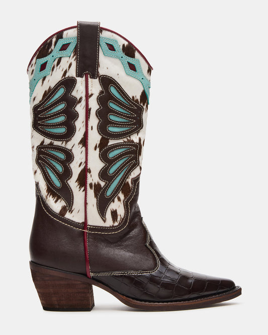 Steve Madden ARROYO Blue Multi Western Pointed-Toe Wome's Boot