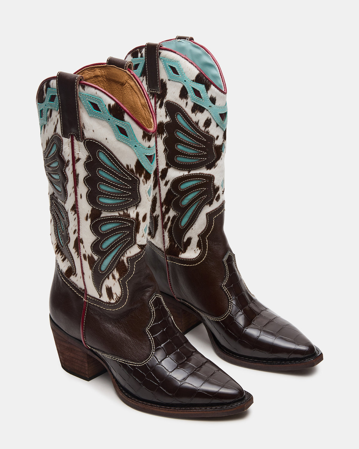 Steve Madden ARROYO Blue Multi Western Pointed-Toe Wome's Boot