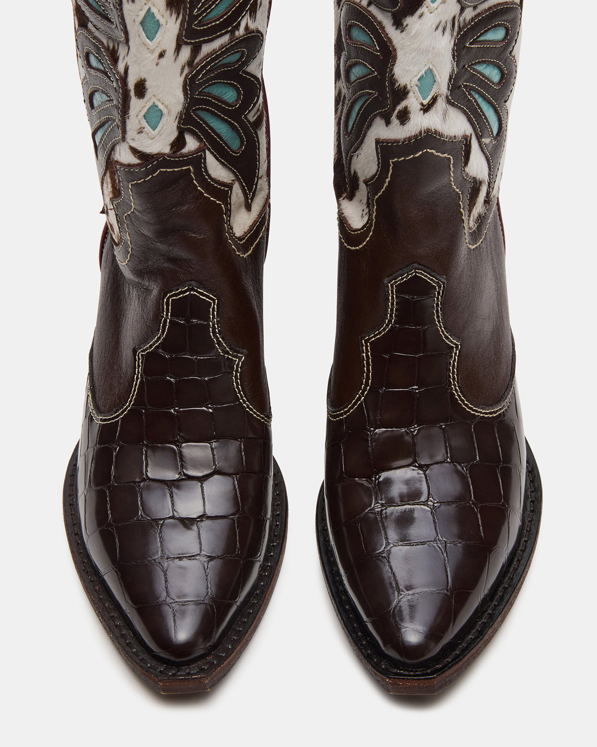 Steve Madden ARROYO Blue Multi Western Pointed-Toe Wome's Boot