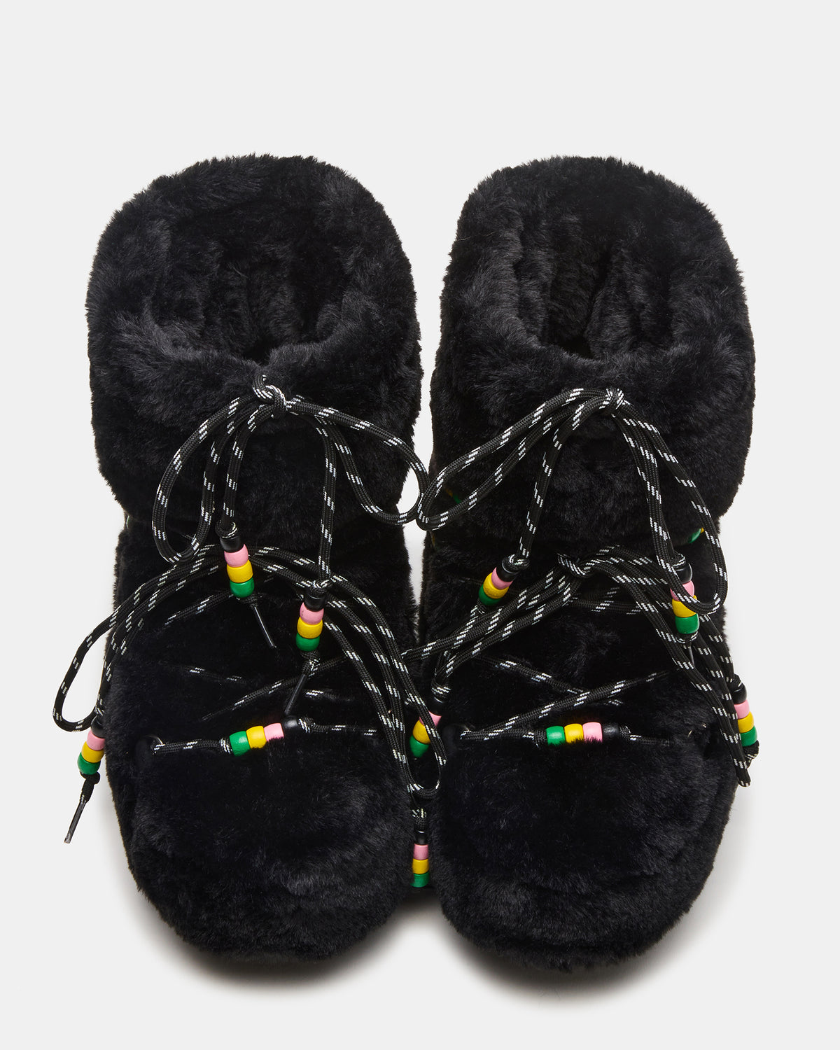Steve Madden MIRO Black Faux Fur Chunky Lace-Up Women's Bootie
