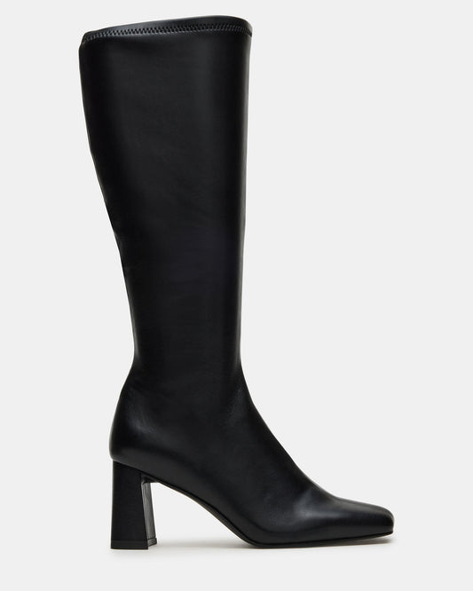 Steve Madden HOLLY Black Wide Calf Women's Knee-High Square-Toe Boot