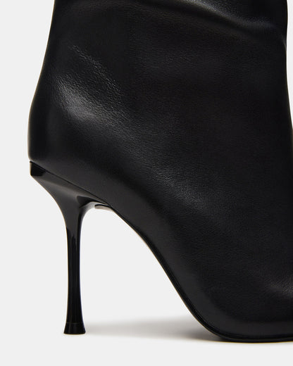 Steve Madden ALLURING Black Leather Over-The-Knee Square-Toe Heeled Women's Boot