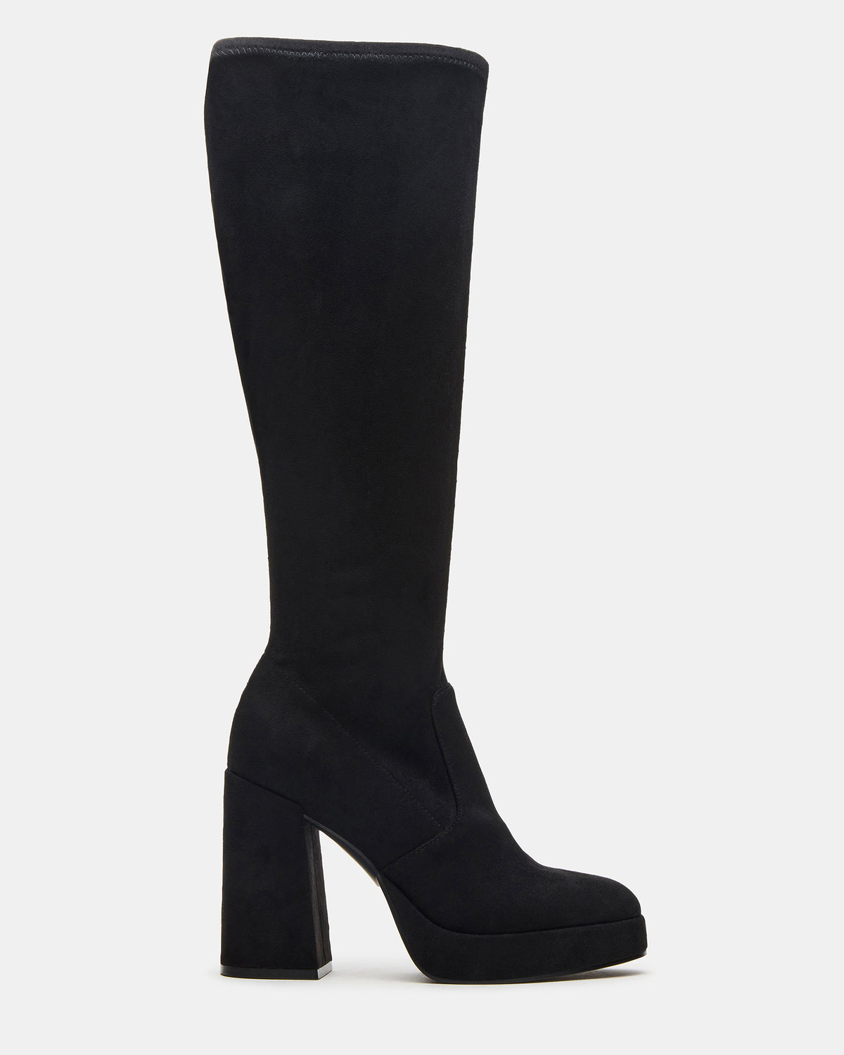 Steve Madden TWAIN Black Wide Calf Knee-High Block Heel Women's Boot
