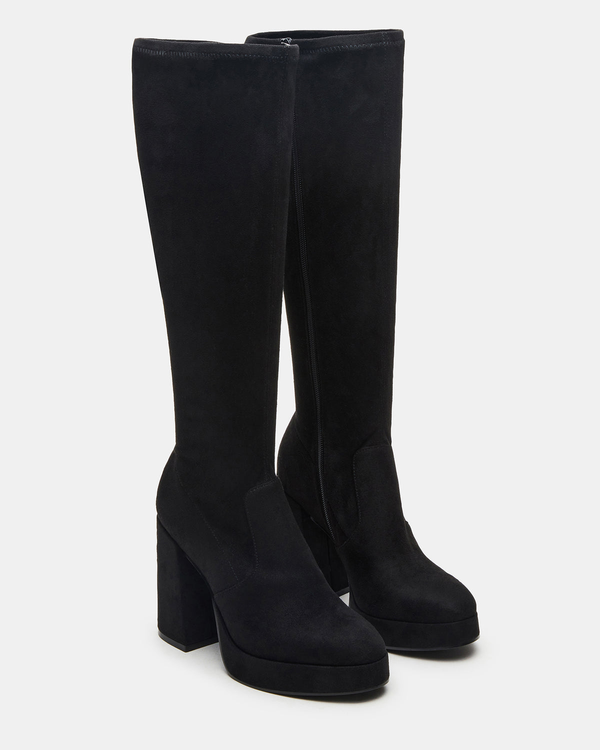 Steve Madden TWAIN Black Wide Calf Knee-High Block Heel Women's Boot