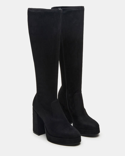 Steve Madden TWAIN Black Wide Calf Knee-High Block Heel Women's Boot