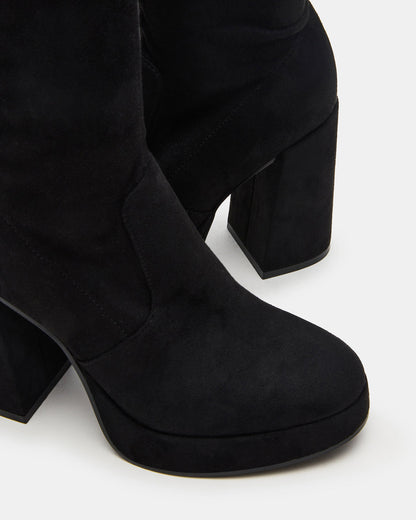 Steve Madden TWAIN Black Wide Calf Knee-High Block Heel Women's Boot