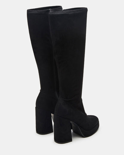 Steve Madden TWAIN Black Wide Calf Knee-High Block Heel Women's Boot