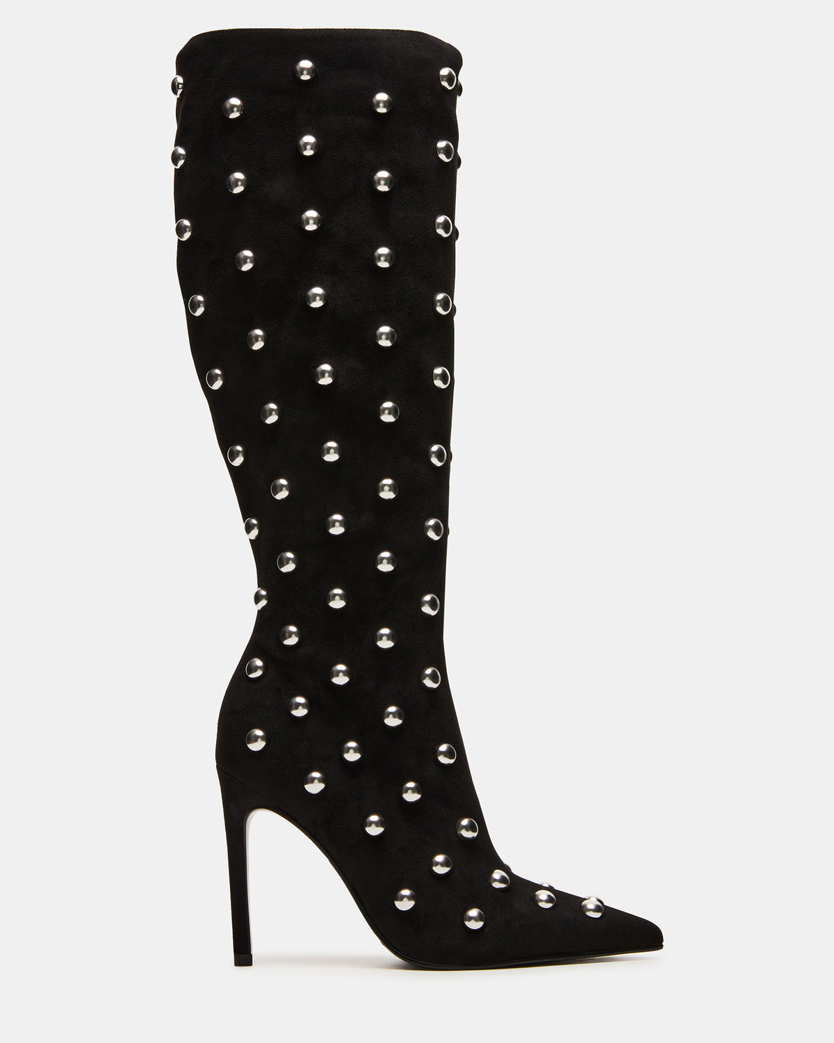 Steve Madden NITRO Black Studs Pointed-Toe Stiletto Heel Knee-High Women's Boots