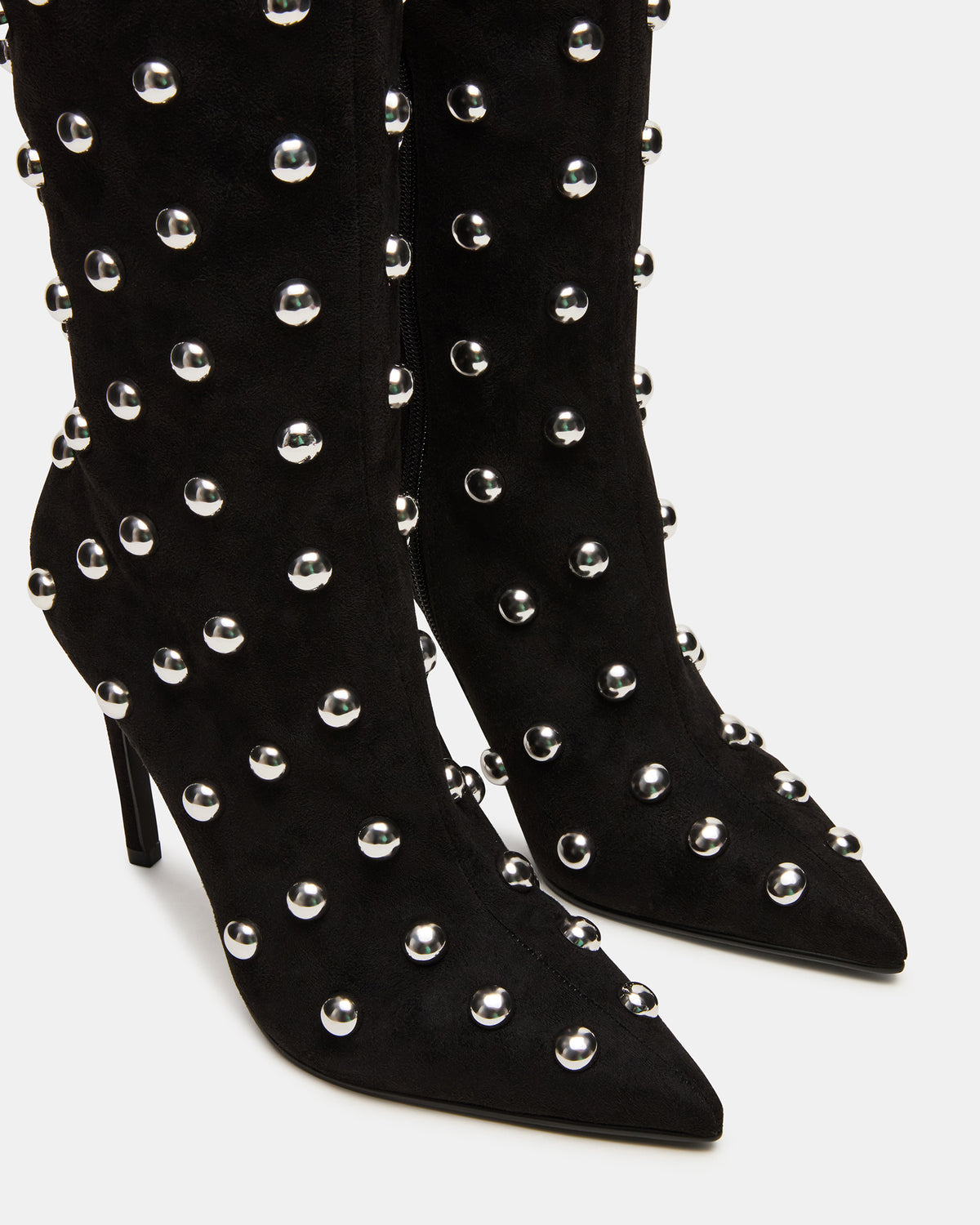 Steve Madden NITRO Black Studs Pointed-Toe Stiletto Heel Knee-High Women's Boots