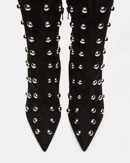 Steve Madden NITRO Black Studs Pointed-Toe Stiletto Heel Knee-High Women's Boots