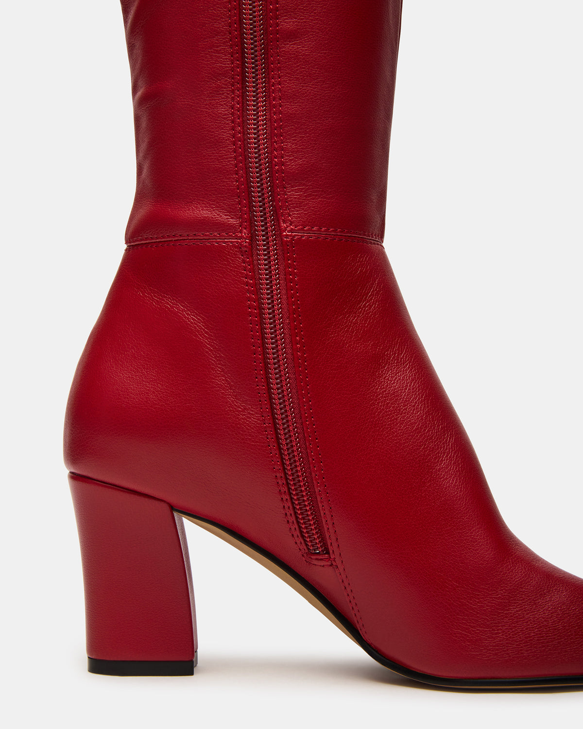 Steve Madden ELLIOT Red Square-Toe Knee-High Block Heel Women's Boot
