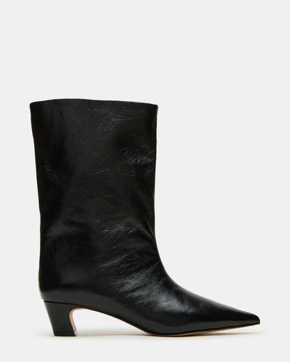 Steve Madden LYTTON Black Patent Pointed-Toe Kitten Heel Women's Ankle Boot