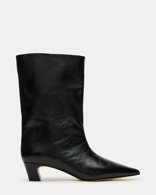 Steve Madden LYTTON Black Patent Pointed-Toe Kitten Heel Women's Ankle Boot