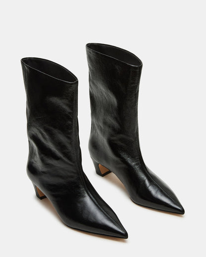 Steve Madden LYTTON Black Patent Pointed-Toe Kitten Heel Women's Ankle Boot