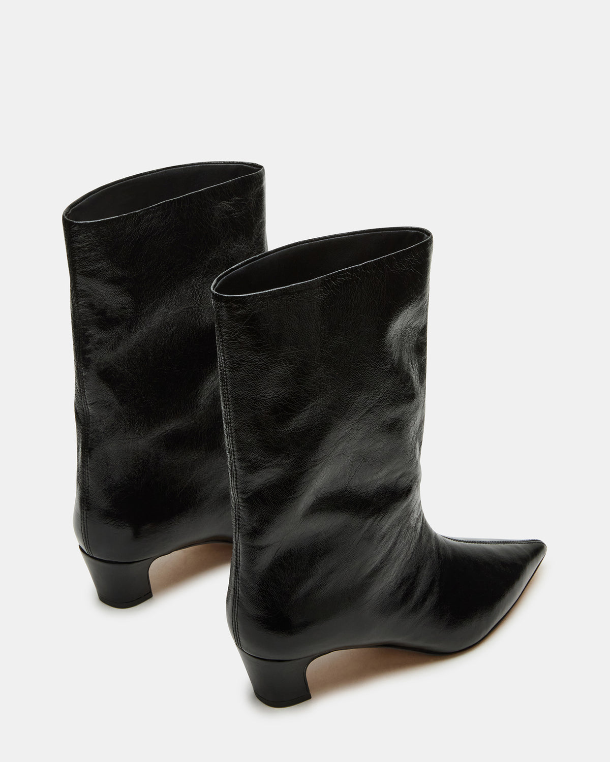 Steve Madden LYTTON Black Patent Pointed-Toe Kitten Heel Women's Ankle Boot