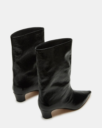 Steve Madden LYTTON Black Patent Pointed-Toe Kitten Heel Women's Ankle Boot