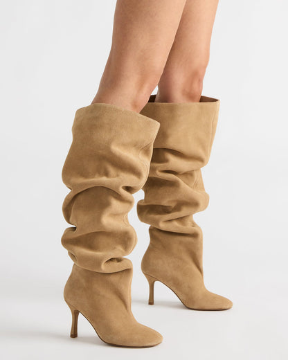 Steve Madden ALLISON Taupe Suede Over-The-Knee Heeled Women's Boot