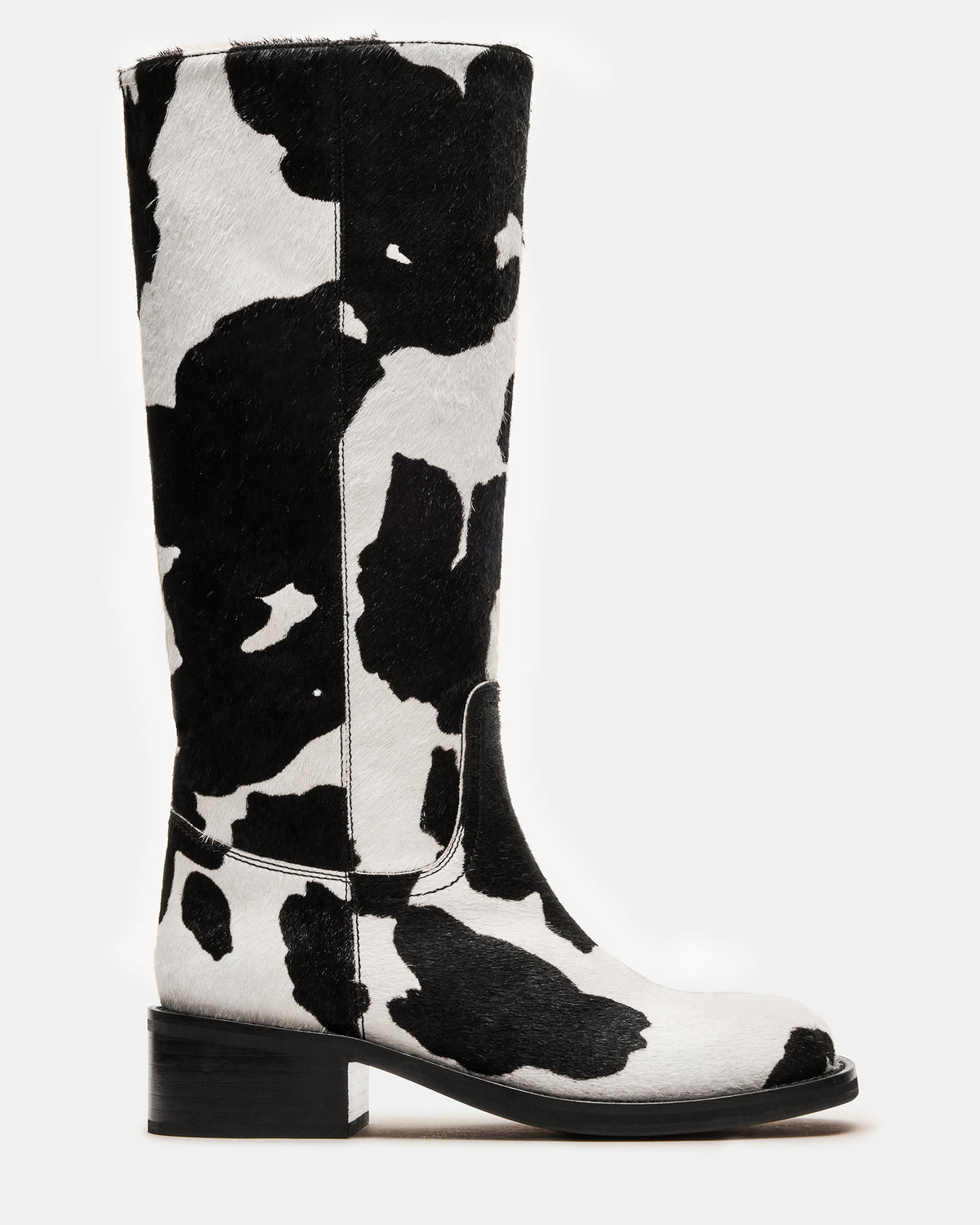 Steve Madden RIGGS Black Cow Print Square-Toe Women's Boot