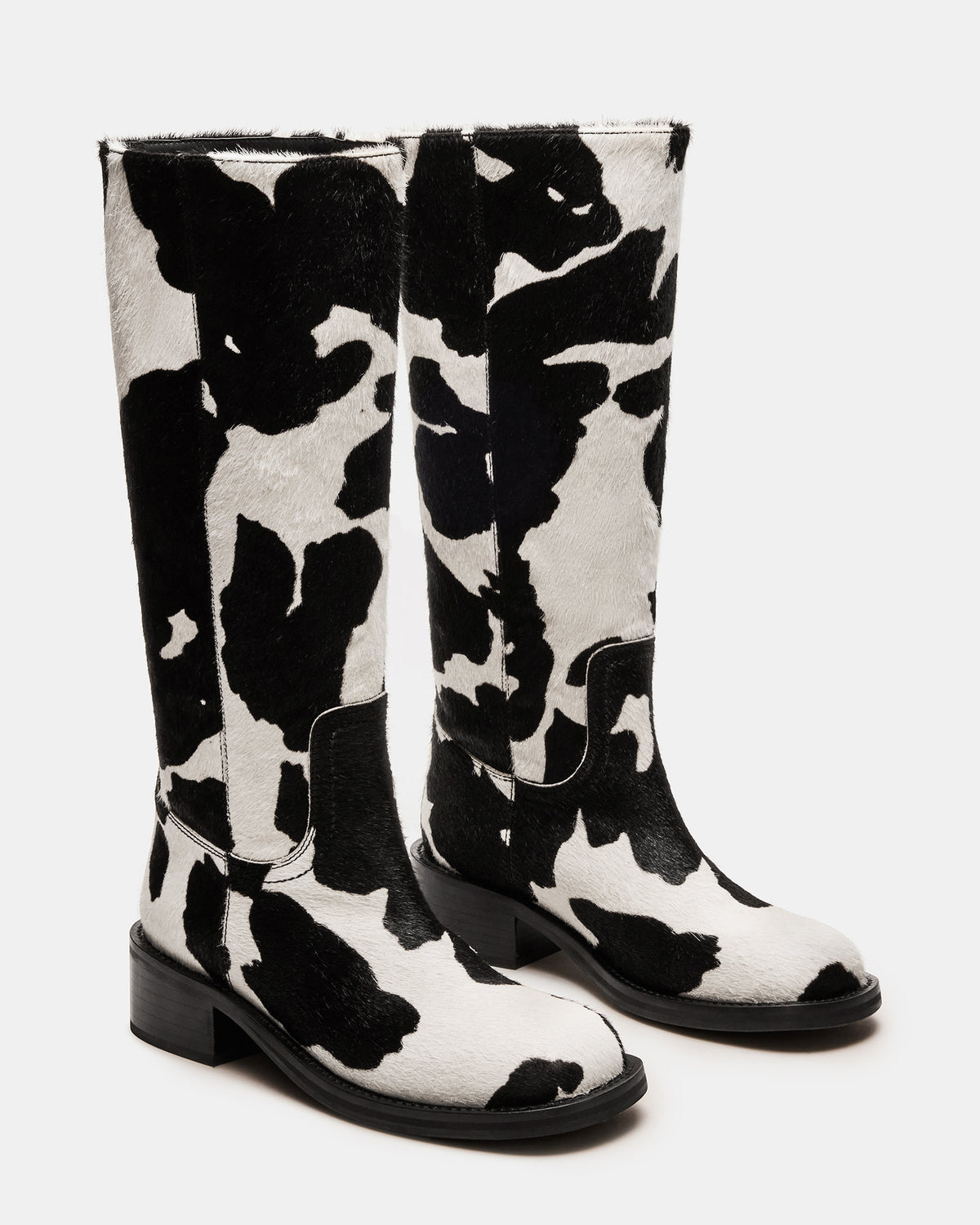Steve Madden RIGGS Black Cow Print Square-Toe Women's Boot