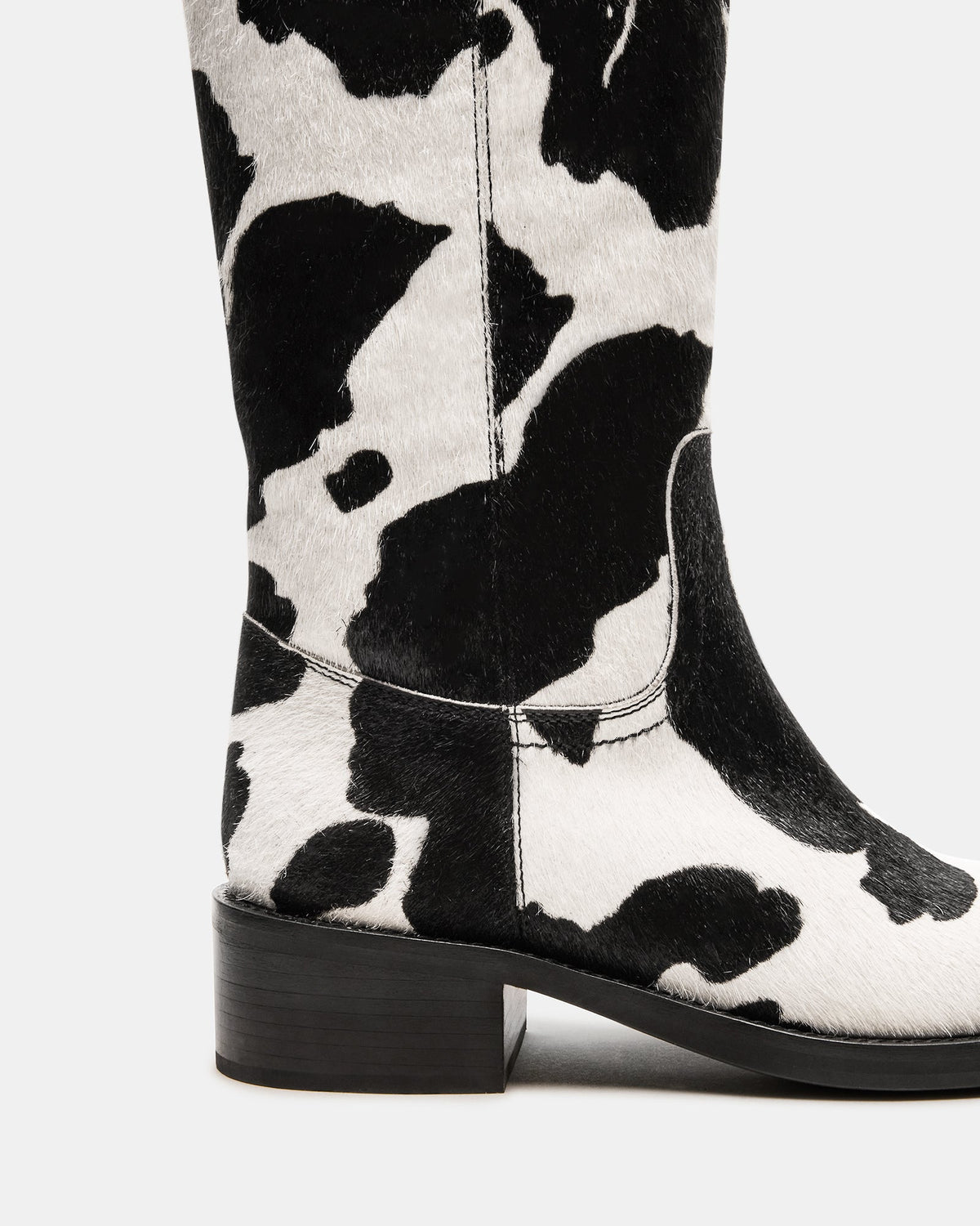Steve Madden RIGGS Black Cow Print Square-Toe Women's Boot