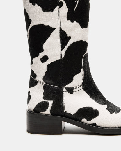 Steve Madden RIGGS Black Cow Print Square-Toe Women's Boot