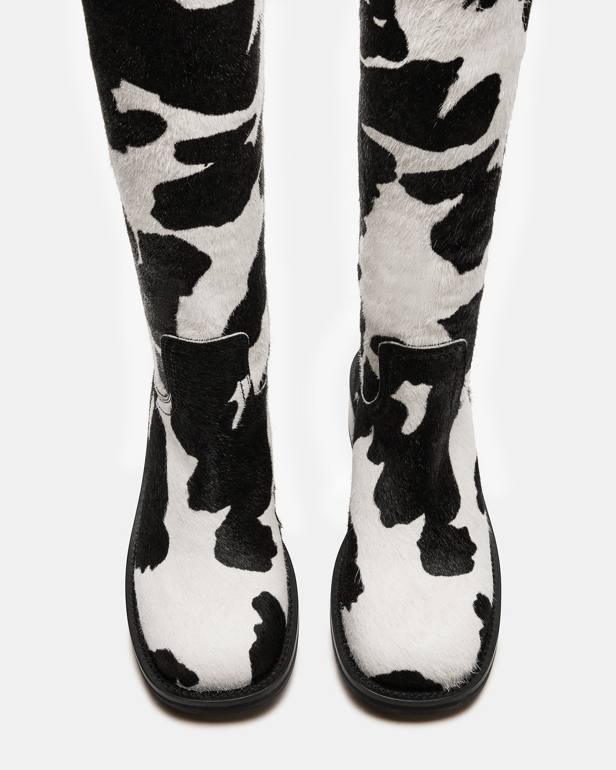 Steve Madden RIGGS Black Cow Print Square-Toe Women's Boot