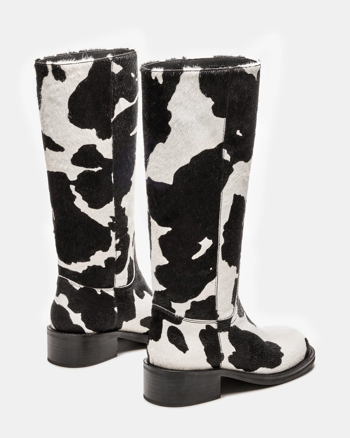 Steve Madden RIGGS Black Cow Print Square-Toe Women's Boot