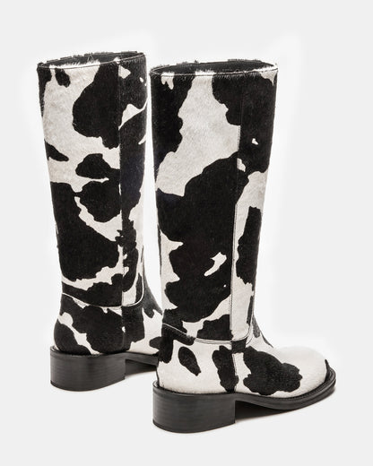 Steve Madden RIGGS Black Cow Print Square-Toe Women's Boot