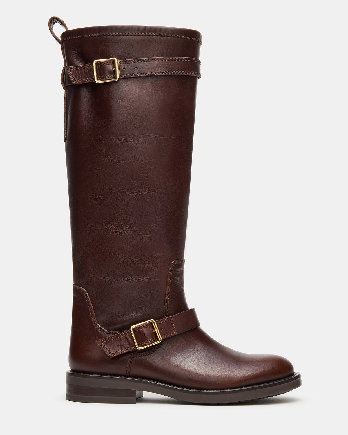Steve Madden SADY Brown Leather Knee-High Rounded Toe Women's Boot
