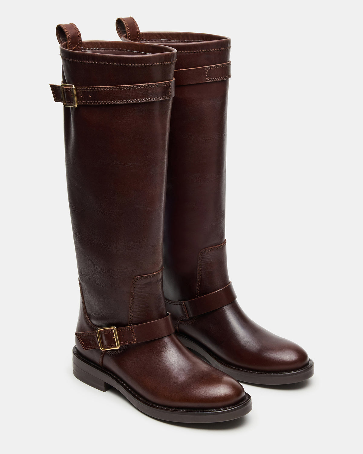 Steve Madden SADY Brown Leather Knee-High Rounded Toe Women's Boot