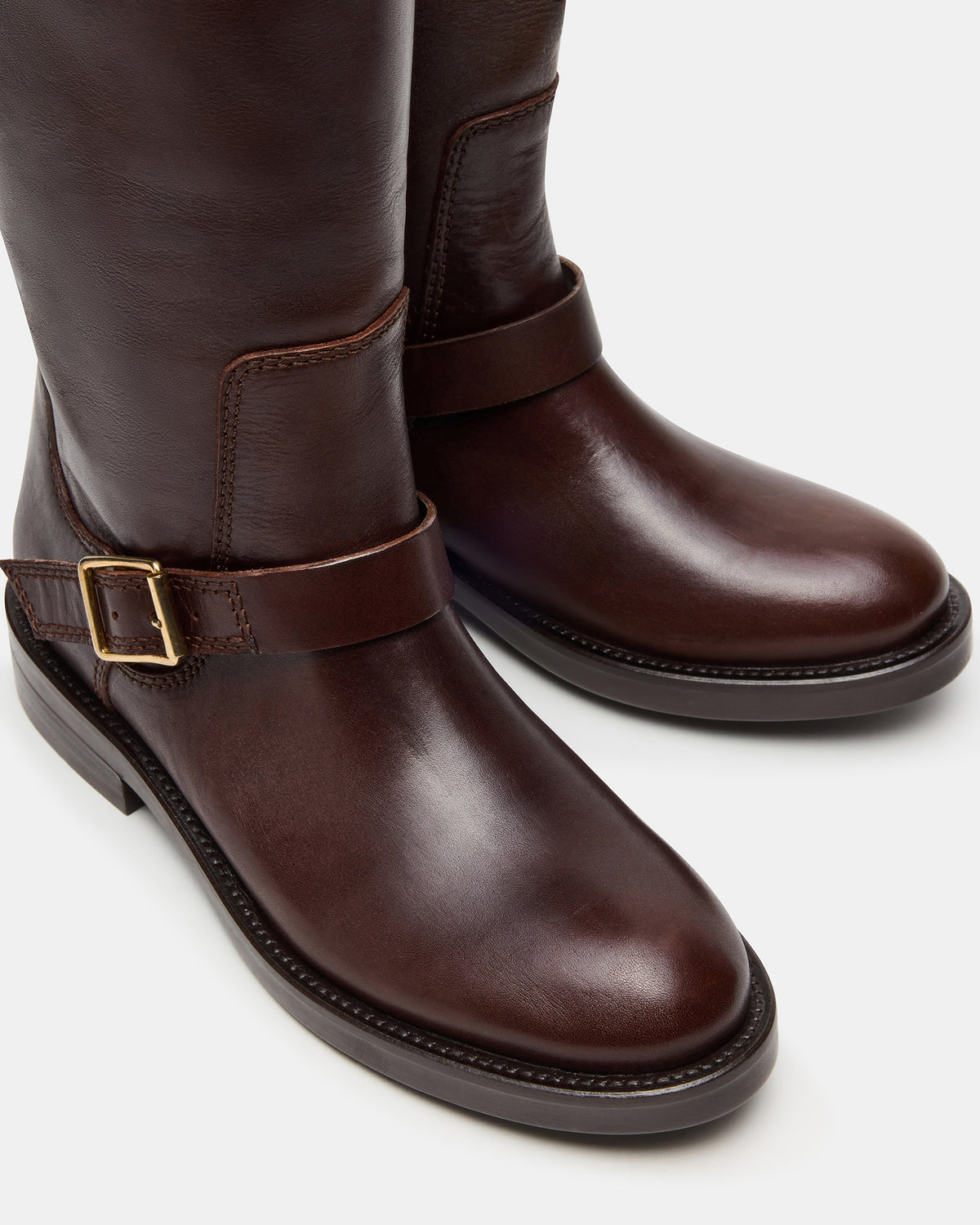 Steve Madden SADY Brown Leather Knee-High Rounded Toe Women's Boot