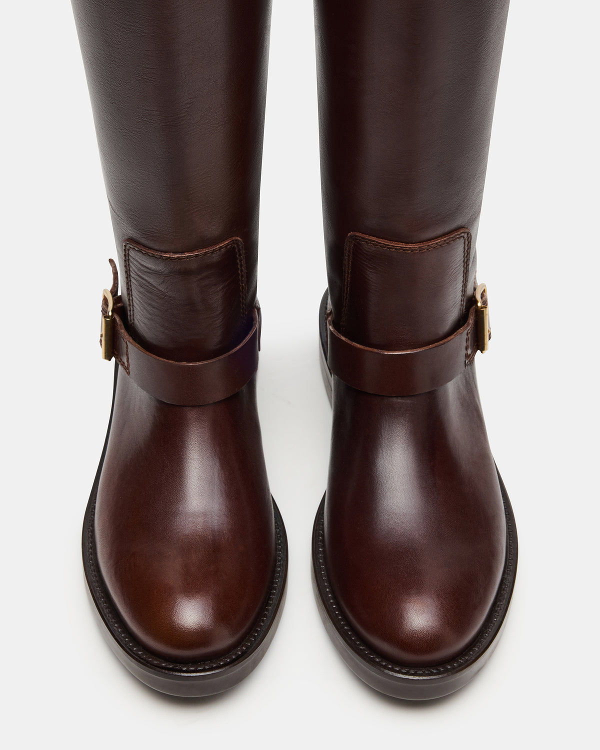 Steve Madden SADY Brown Leather Knee-High Rounded Toe Women's Boot