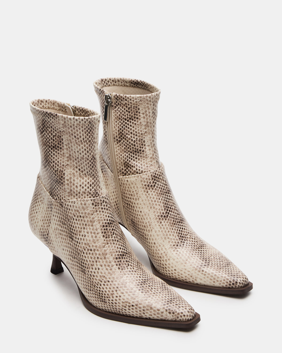 Steve Madden STASIA Natural Snake Pointed-Toe Kitten Heel Women's Ankle Boot