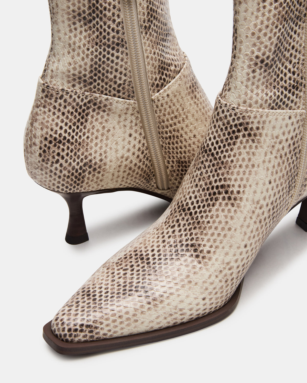 Steve Madden STASIA Natural Snake Pointed-Toe Kitten Heel Women's Ankle Boot