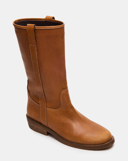 Steve Madden DUNSTER Tan Leather Wood Bottom Women's Boot