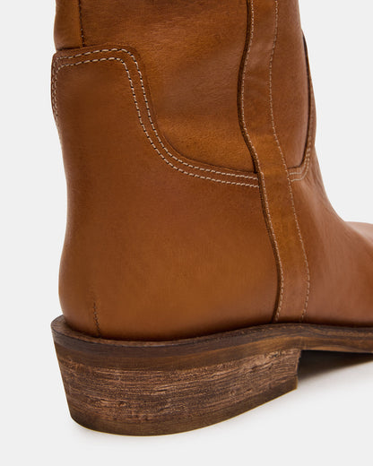 Steve Madden DUNSTER Tan Leather Wood Bottom Women's Boot