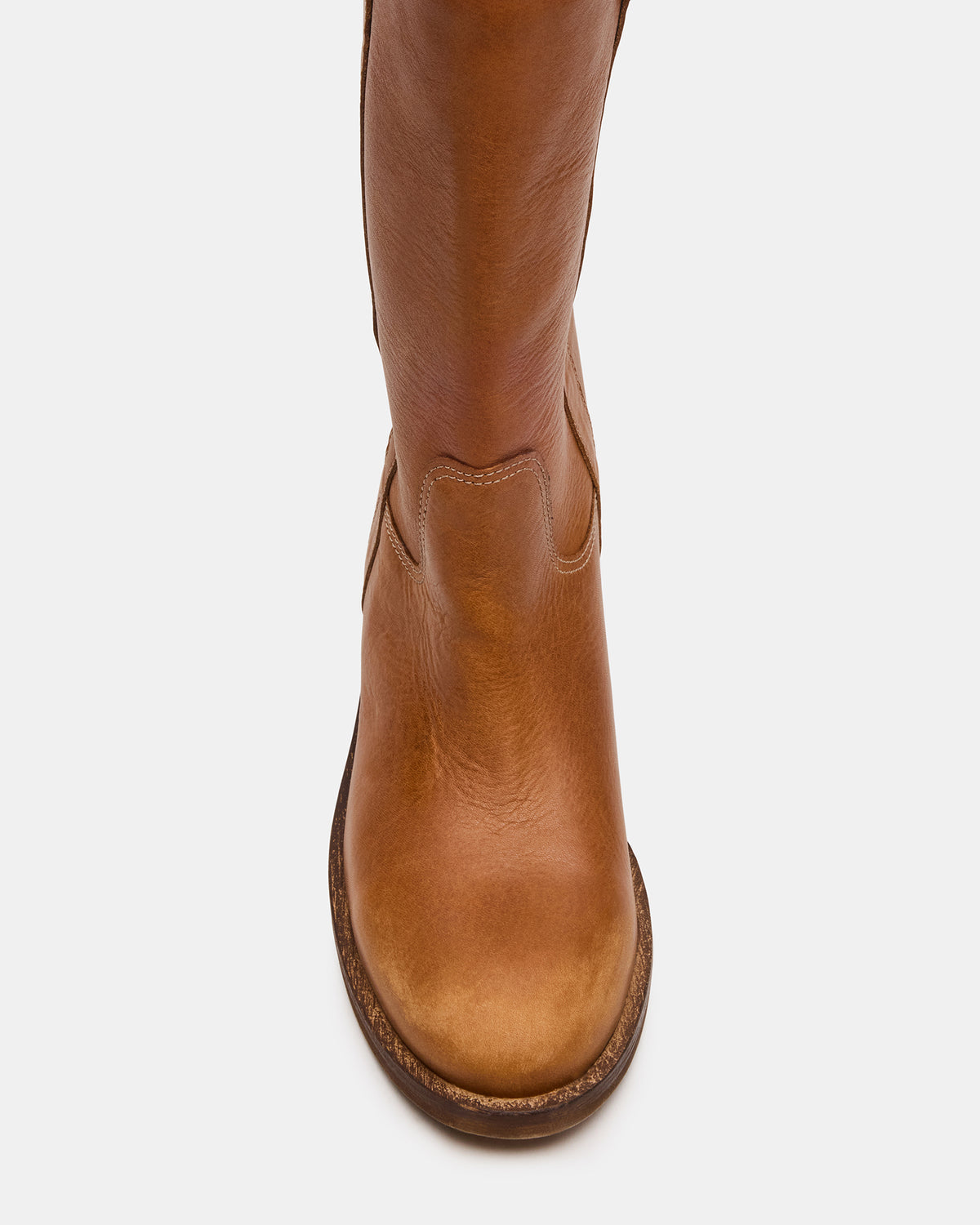 Steve Madden DUNSTER Tan Leather Wood Bottom Women's Boot